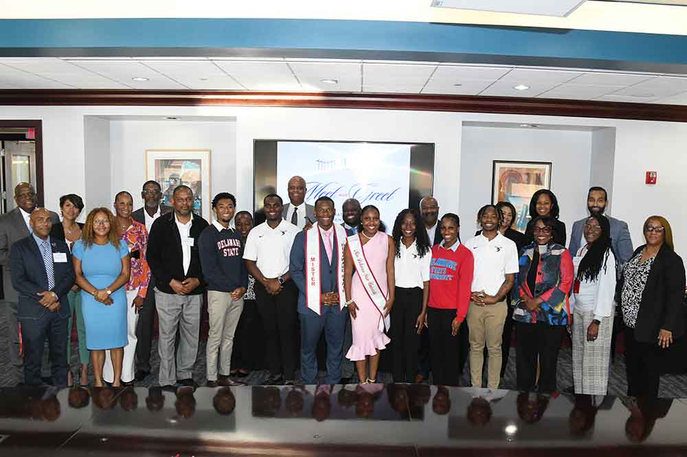 The Student Government Association Executive Officers pose with the University's Administrative Council during an Oct. 12 meeting at the Claibourne Smith Administration Building on campus.