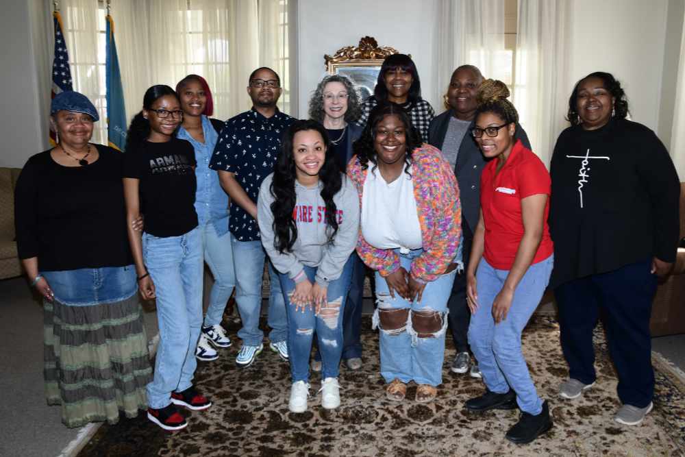Members of the College of Health and Behavioral Sciences rock denim in fashion statement solidarity with the annual April 24 Denim Day, as part of Sexual Assault Awareness Month.