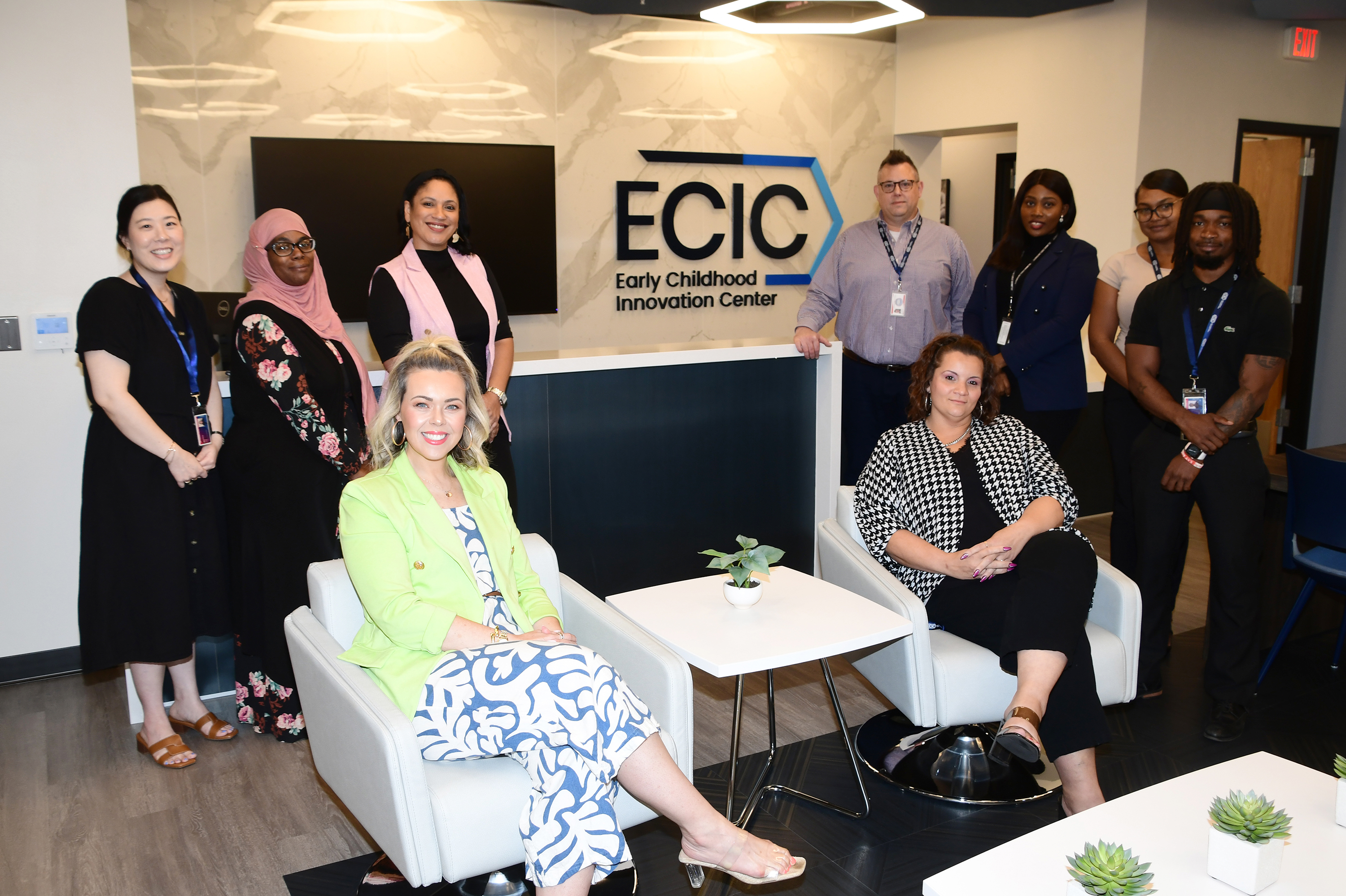 The staff of the Early Childhood Innovation Center has moved their work under the work of its new building, built on the former location of Grossley Hall.