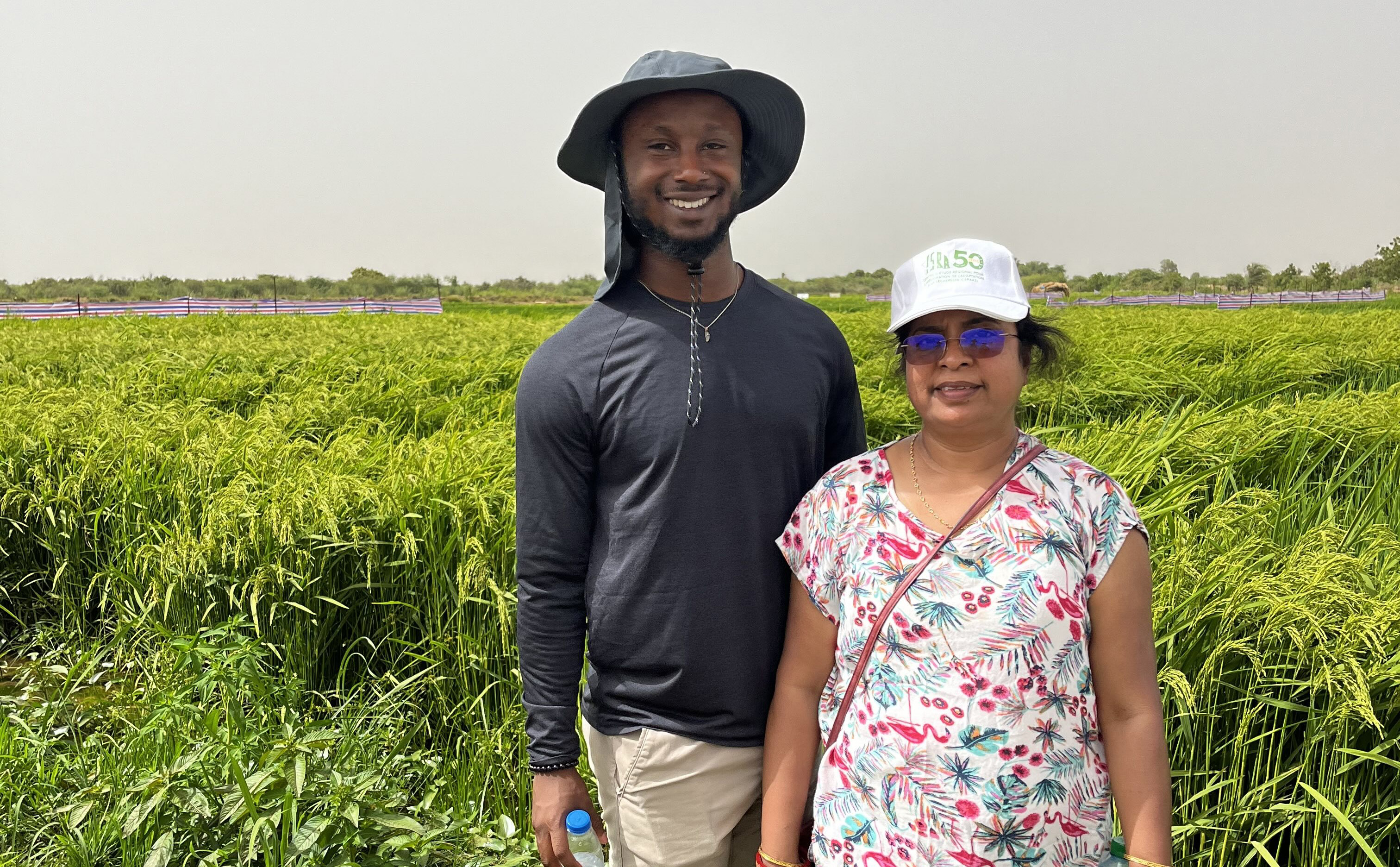 Mekhai Abrams (left)), a DSU Ph.D. student, stands with his advisor Dr. Kalpalatha Melmaiee. Mr. Abrams is the recent recipient of the Marie Clark Taylor CGF Award in recognition of his plant science research.
