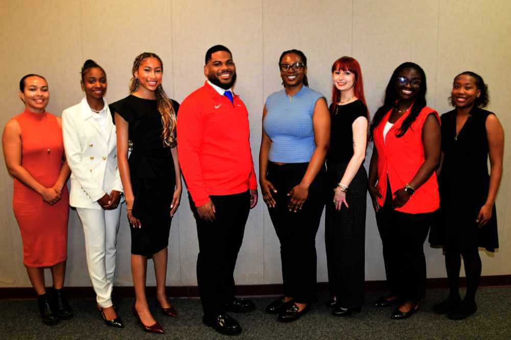 The 2026 Upsilon Pi Honor Society DSU inductees: (l-r) Brontë Pepper-Hicks, Sumer Edwards, Mariah Queen, Darius Elliott, Katelin Shipp, Caroline Robertson, Taryn Whitehead, and Trinity Kamami

