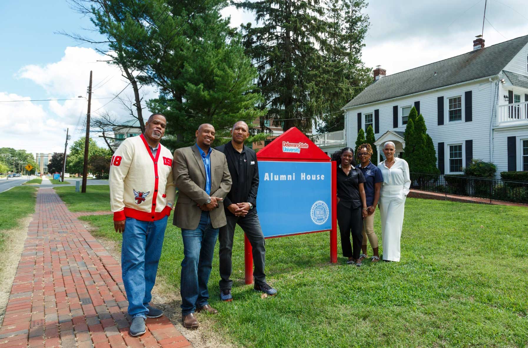 From left: Curtis Winslow, Director of Mobile and Web Applications; Will Moss, CEO and Founder of HBCU CONNECT; Dr. Joseph Peters, Partnership Relations at HBCU CONNECT; Asya Jones, Director of Strategic Alumni Engagement and Events; Tanisha Baker, Senior Director of Alumni Engagement; and Dr. Dawn Mosley, Senior Associate Vice President of Marketing and Communications.