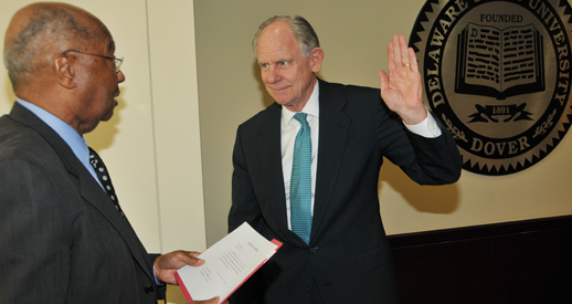 Former Gov. and U.S. Rep. Mike Castle sworn in as DSU Board member