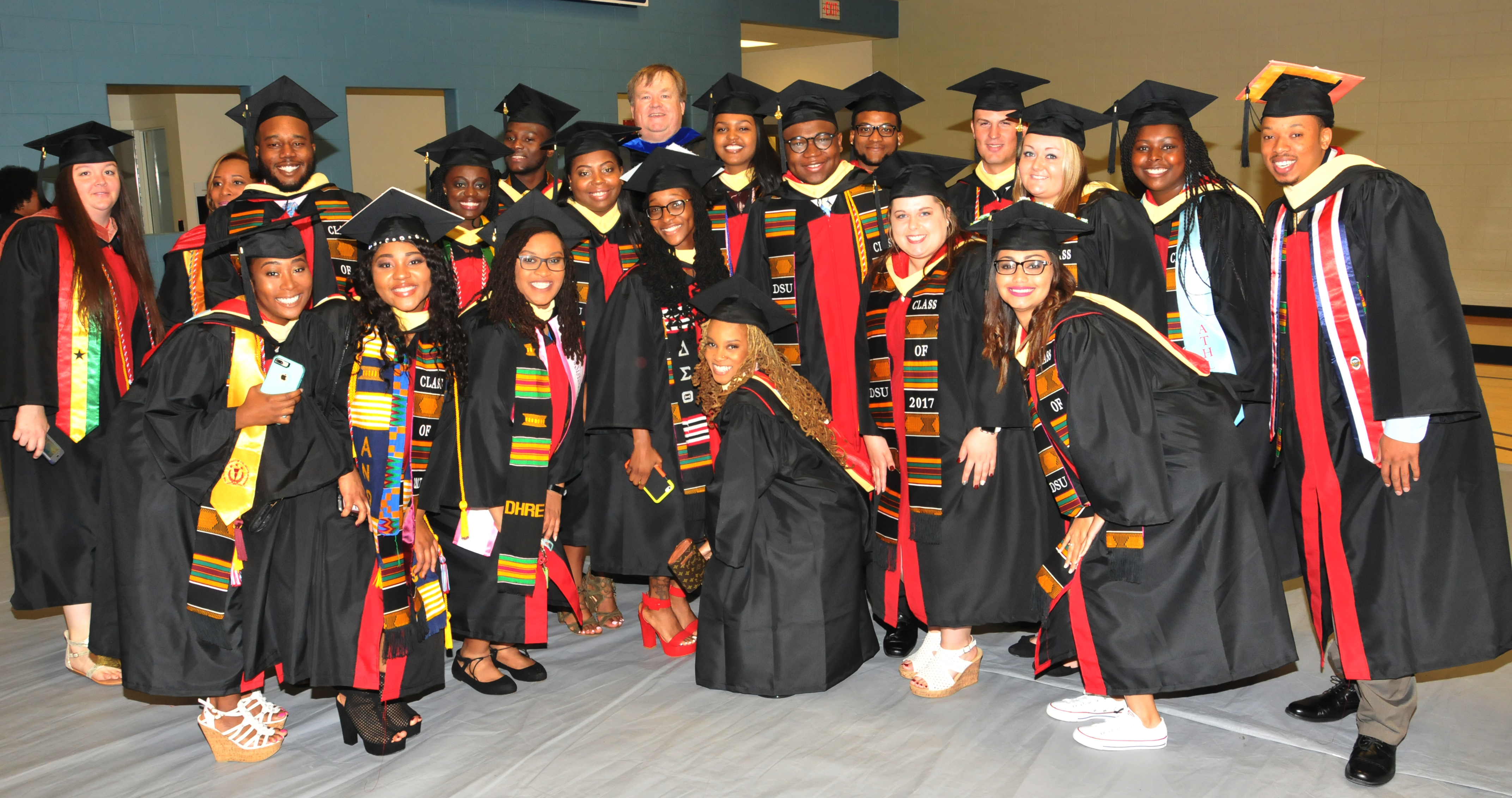 A group of College of Agriculture and Related Sciences students and Ag and Natural Resources Chair Dr. Richard A. Barczewski celebrate the undergraduates' completion of their degrees.