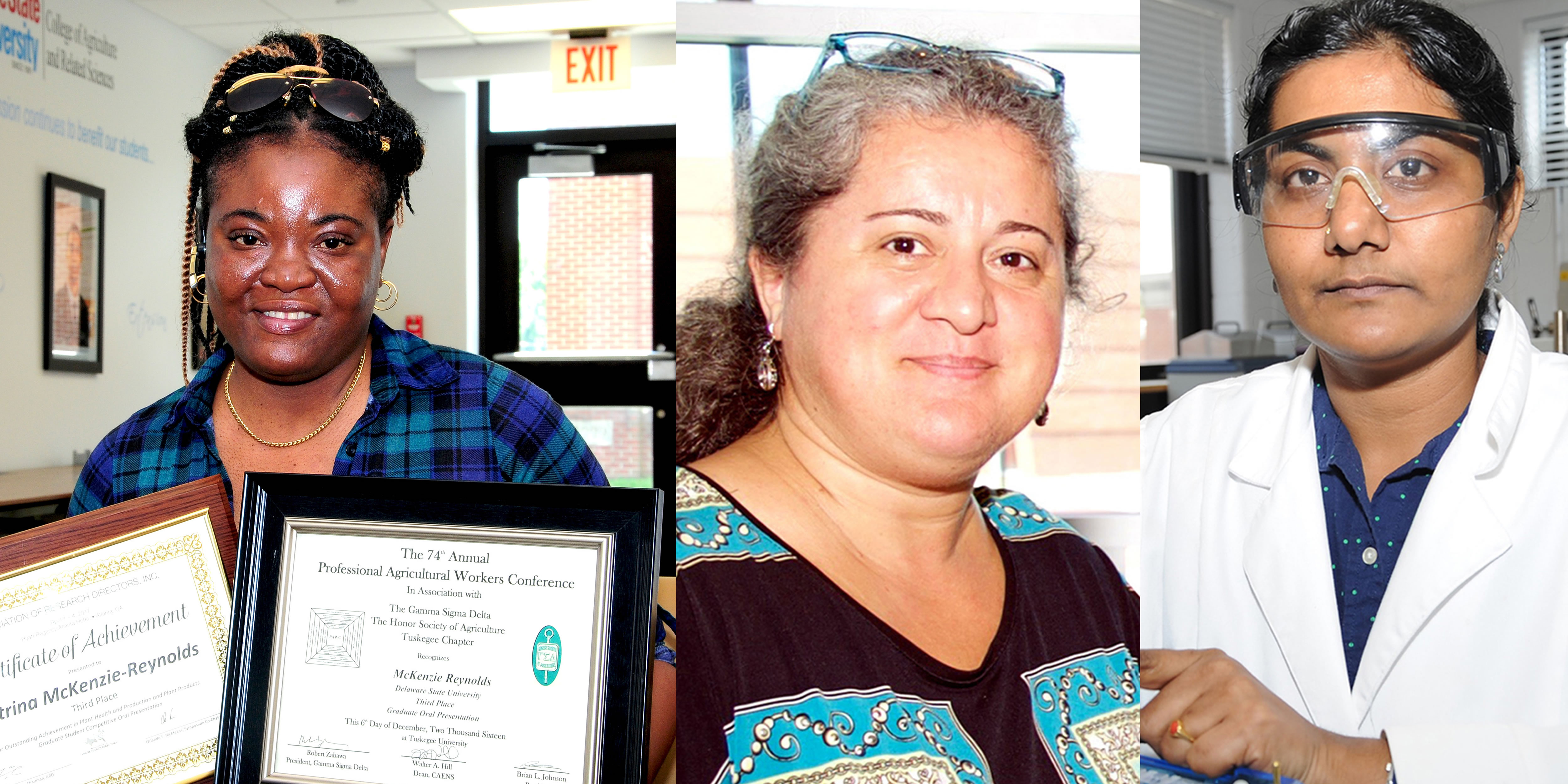 Pictured L to R: Petrina McKenzie-Reynolds, Dr. Gulnihal Ozbay, Dr. Karuna Chintapenta. Not pictured: Tajjay Gordon.