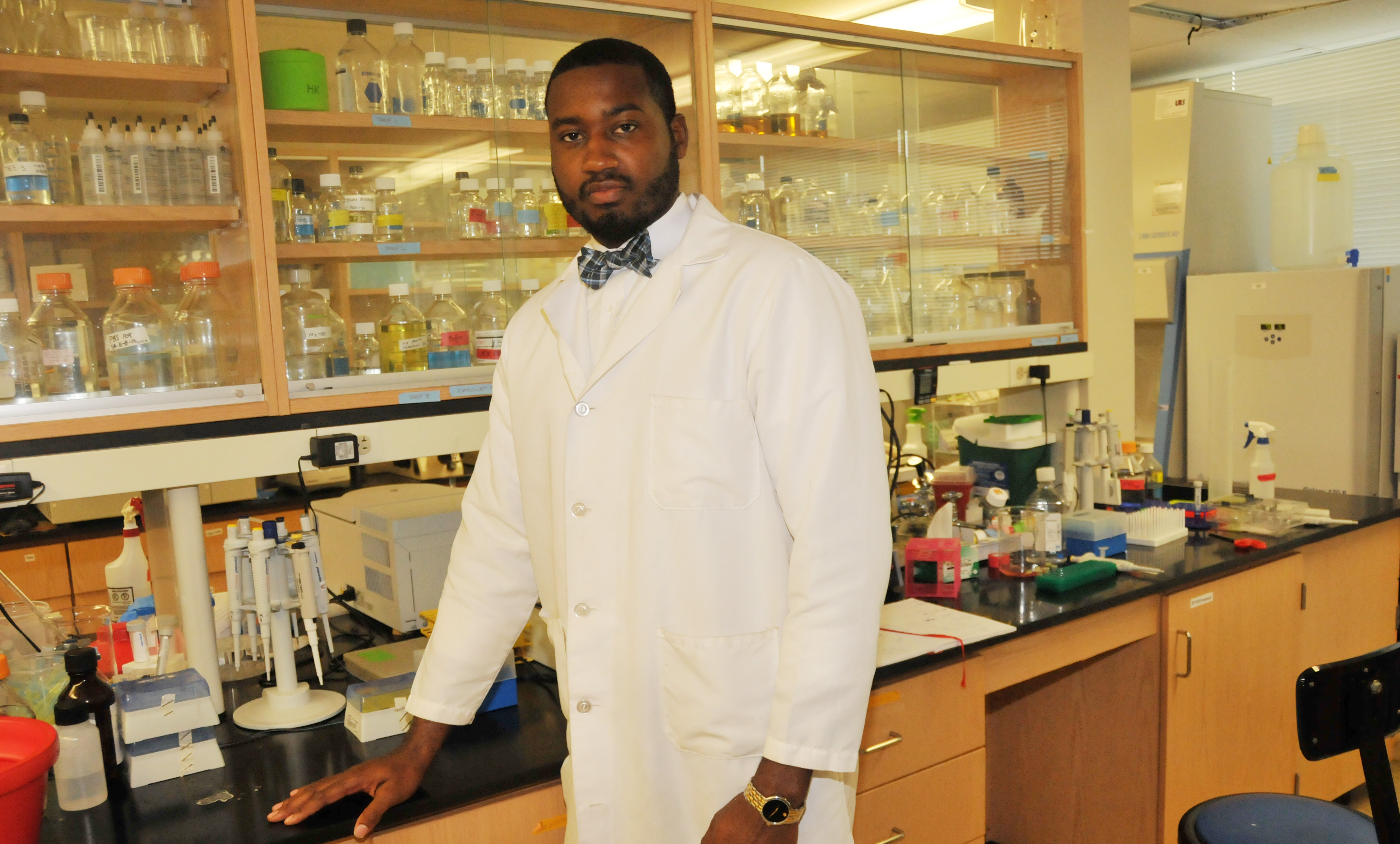 Dr. Derrick Scott, DSU assistant professor of biological sciences, is part of team of scientists from several other universities who each are doing individual but related research concerning the relationship in organisms genotype and physical characteristics due to gene expression or phenotype.