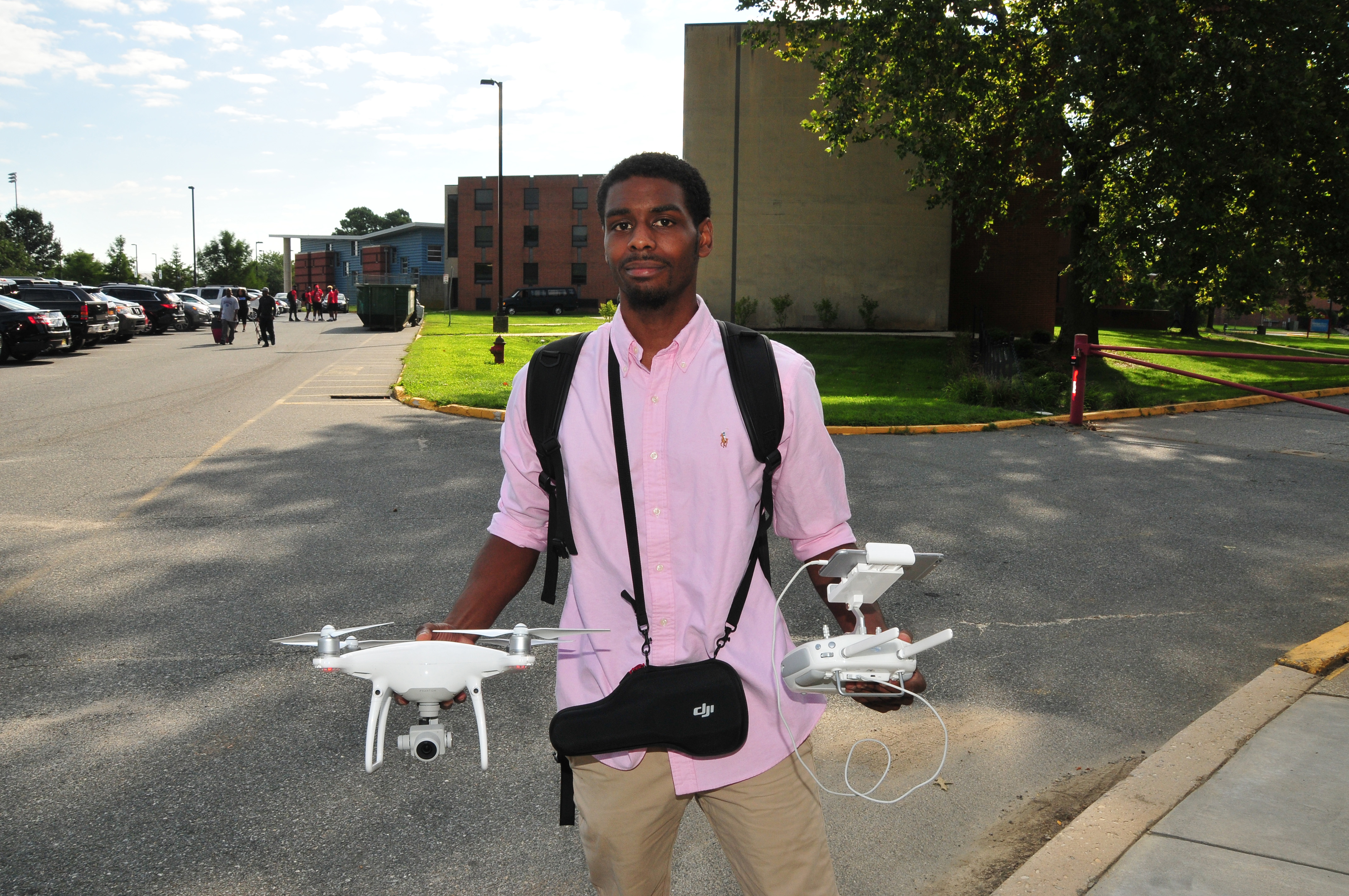 Rashaun Bosley, a senior public relations major, has a drone videography business and has done footage for the DSU website.