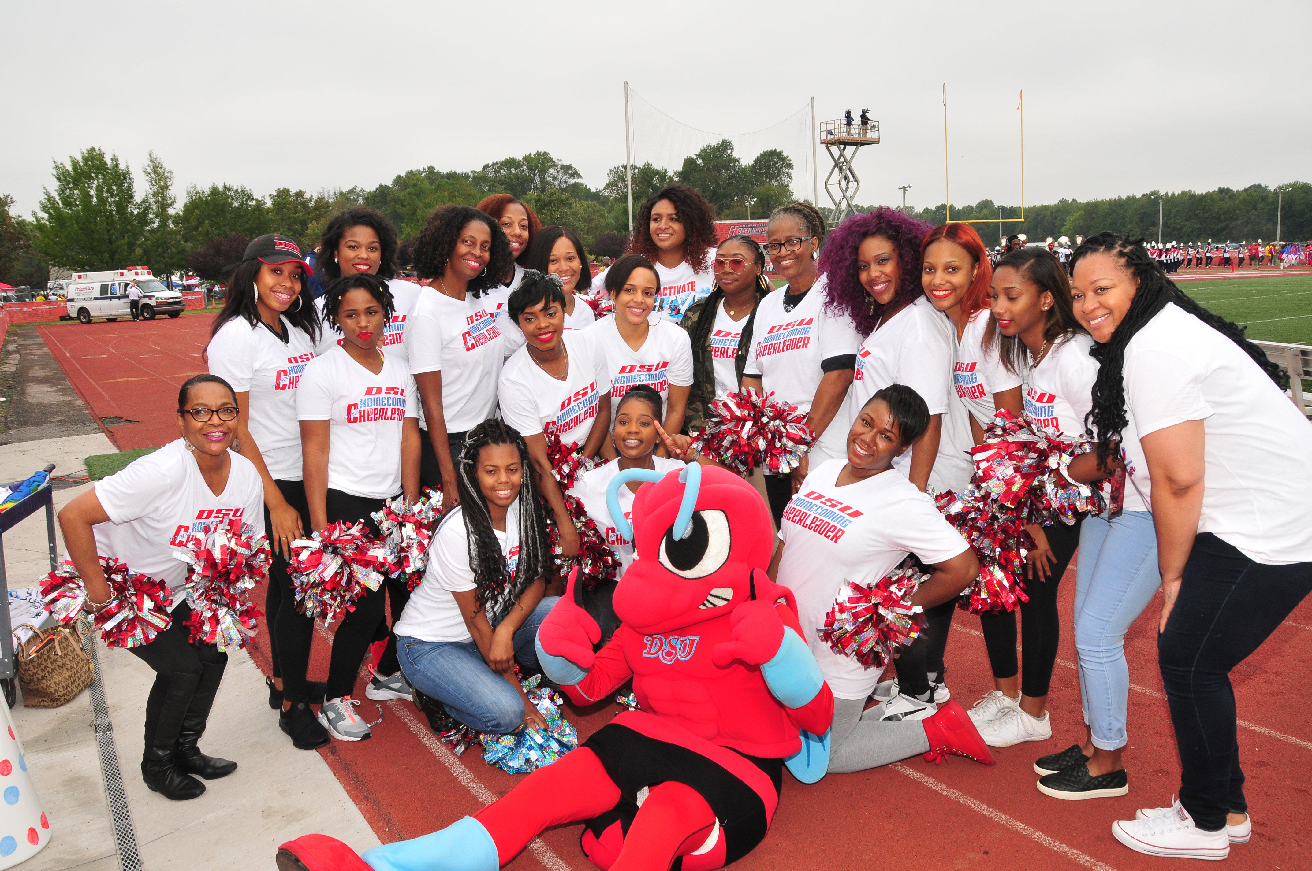 A good number of former DSU cheerleaders not only returned to their alma mater for the 2017 Homecoming Weekend, but also performed with the current cheerleader during the football game, keeping up with them step for step and showing that they still have the moves.
