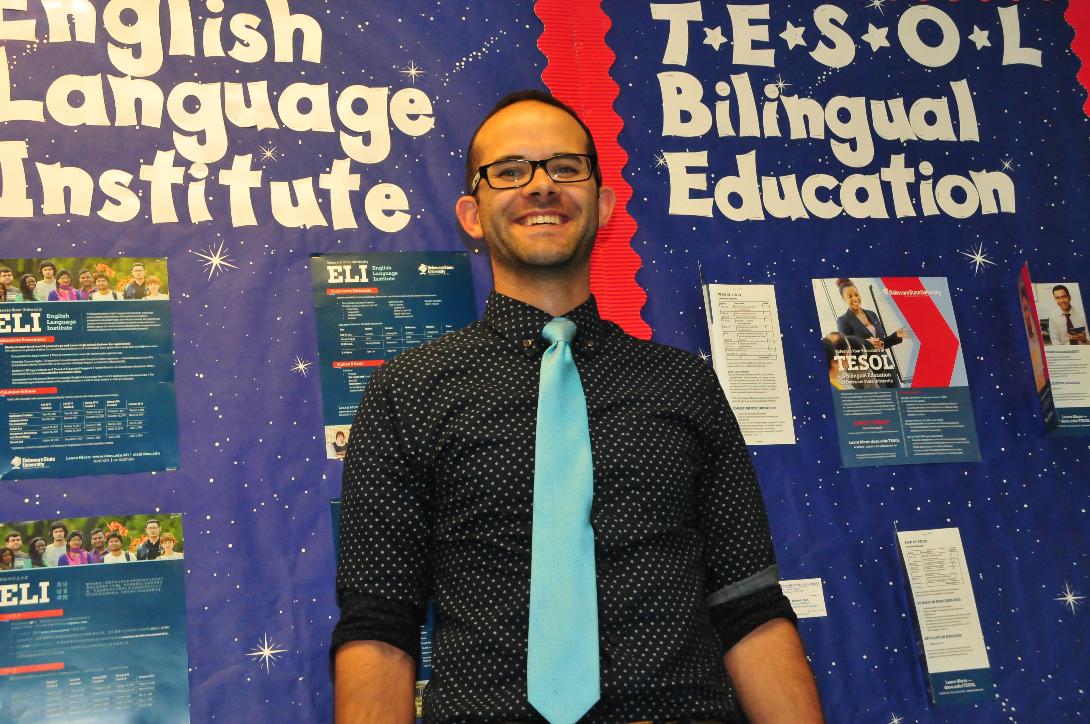 Dr. Brody Bluemel, assistant professor of applied linguistics, will use the funding to study dual language immersion programs in Delaware.