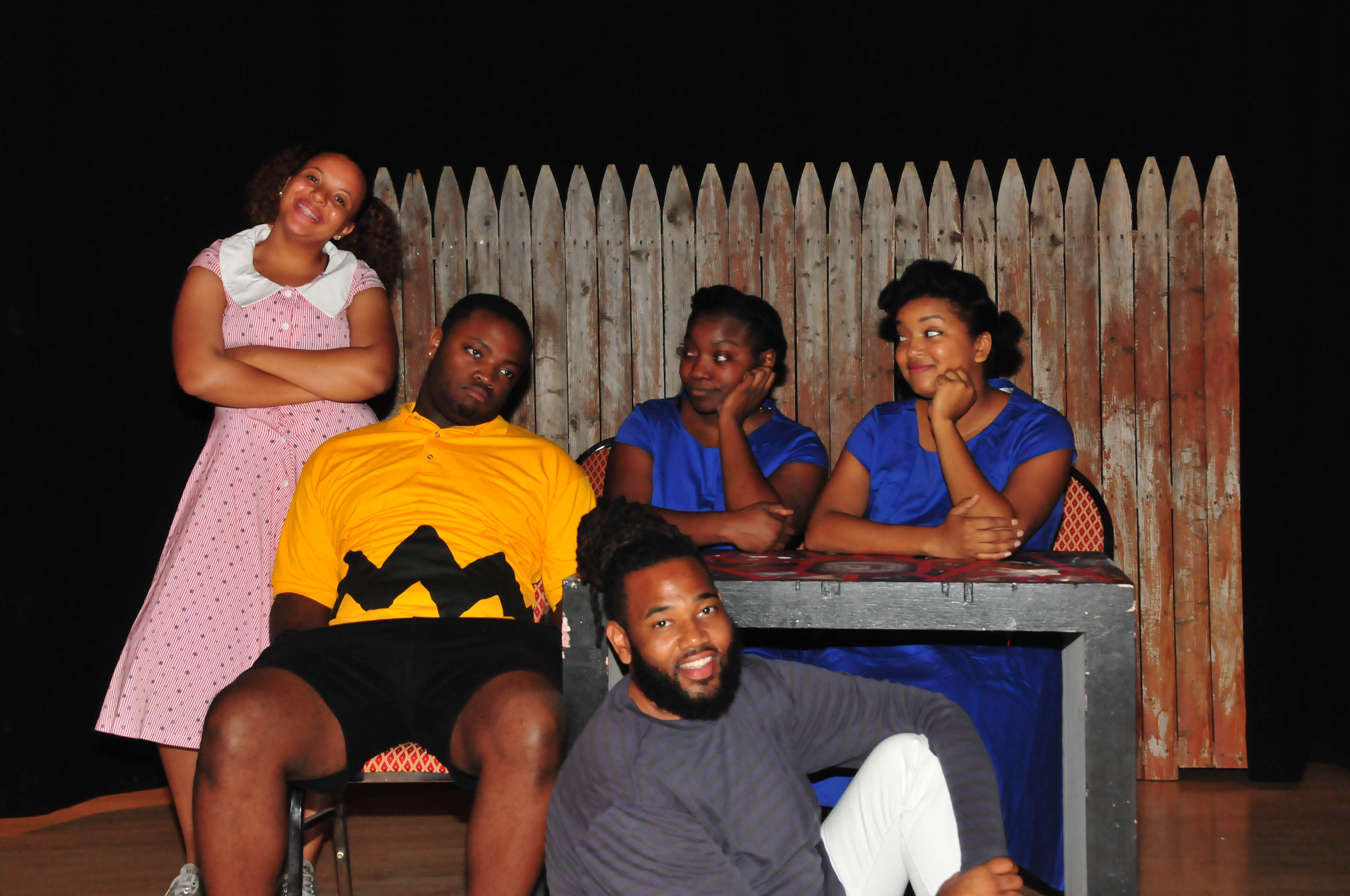 (L-r) Sháe Ross (as Sally), Anthony McIver (Charlie Brown), Jahselan White (Lucy understudy), Marquita Richardson (Lucy) and Tyrone J. Ashley Jr. (Schroeder).