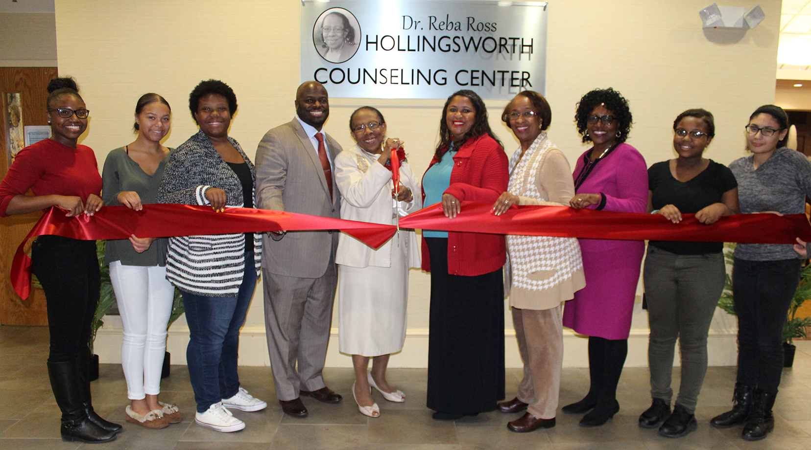 The opening of the Dr. Reba Ross Hollingsworth Counseling Center at the Early College High School at Delaware State University was recently celebrated with a ribbon-cutting ceremony.
