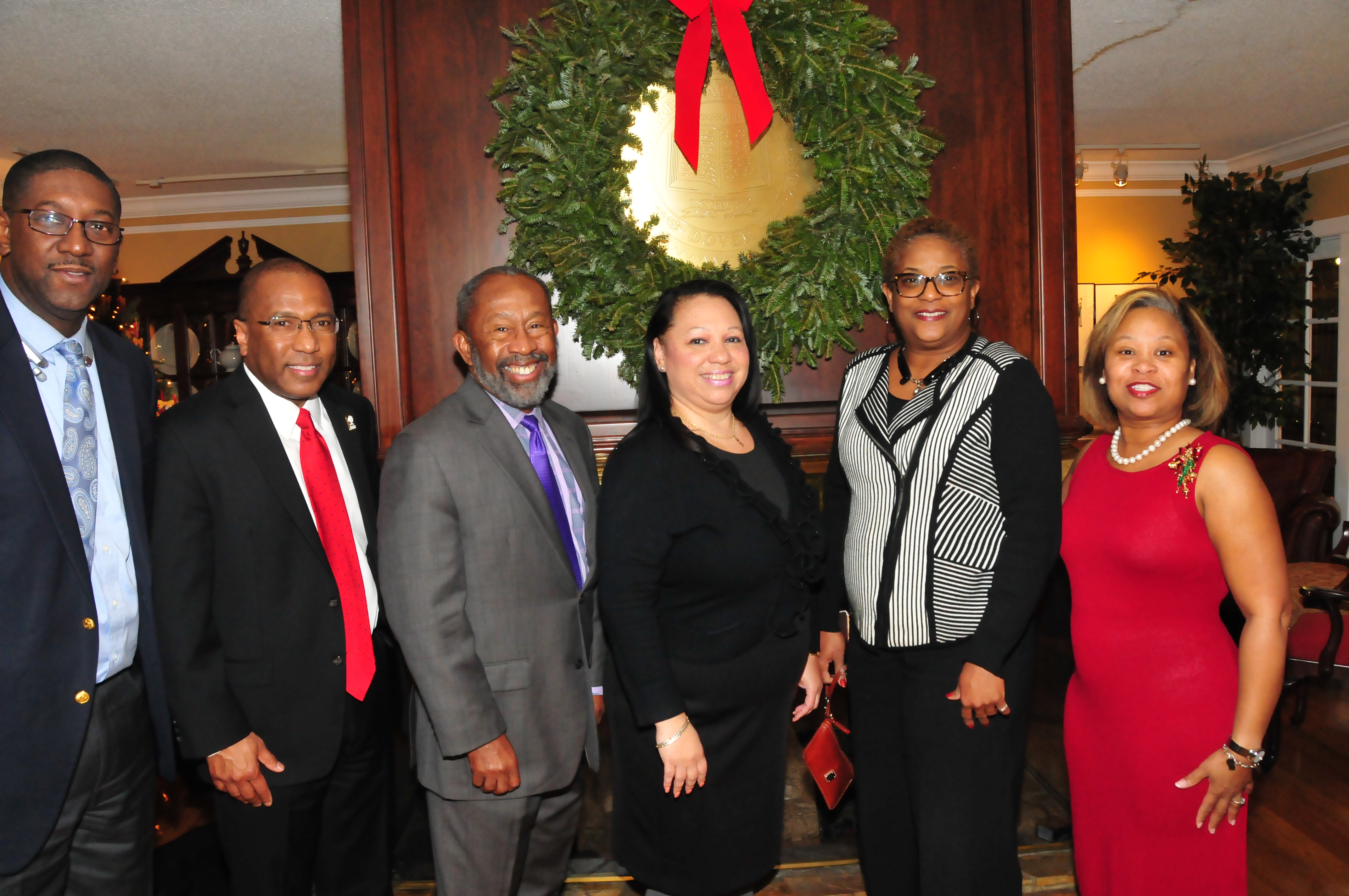 These DSU employees were one of many who took advantage of one more opportunity to get their picture taken with the DSU president and the First Lady during the annual Christmas Open House.