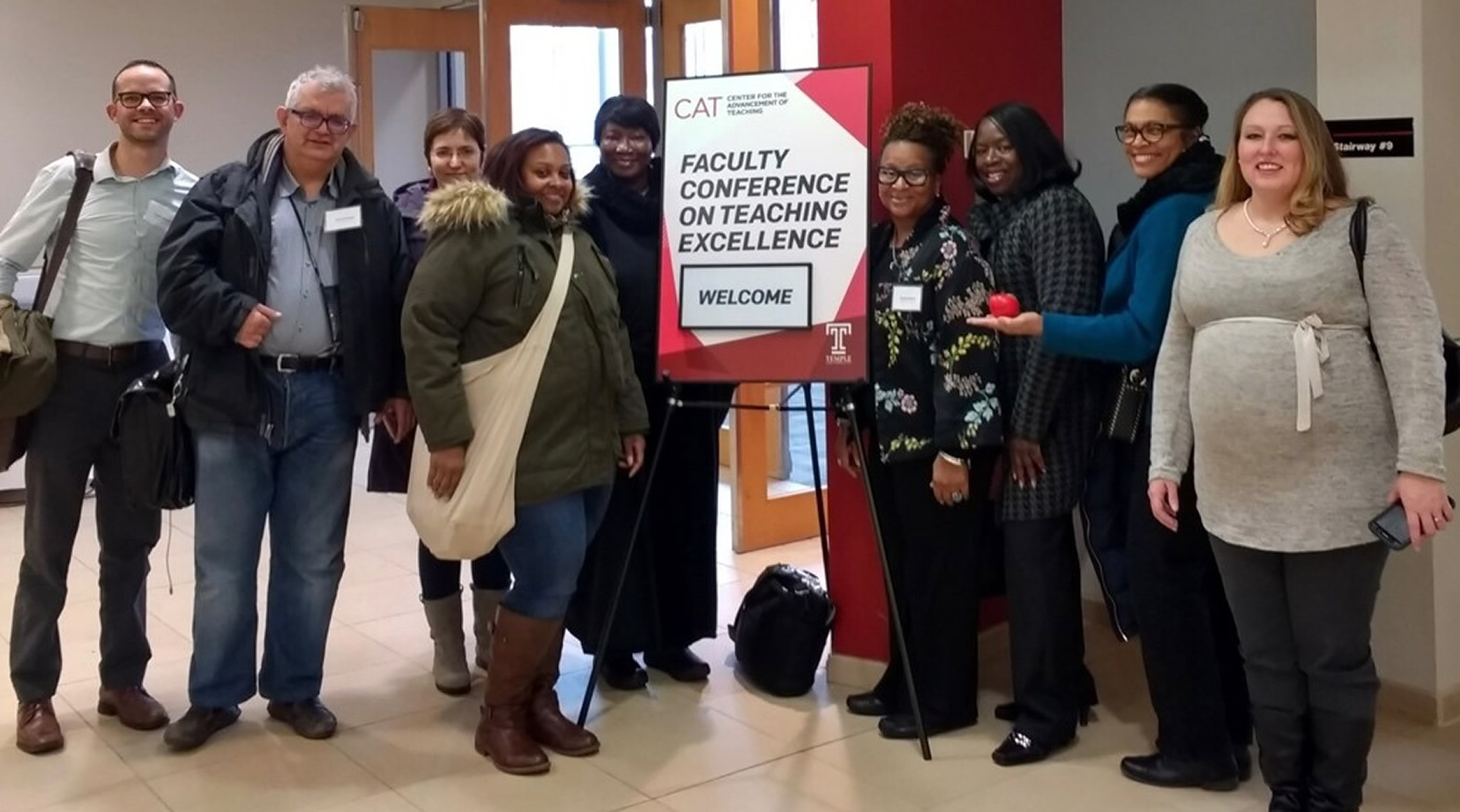 From left are faculty members Dr. Brody Bluemel, Dr. David Pokrajac, Onur Yanuz, Amber Ward-Cooper, Vesta Viddy, Natalie Belcher, Dr. Phyllis Brooks-Collins, Fran Franklin and Kara Gomez. (Not pictured: Dr. Robin Krawitz)
