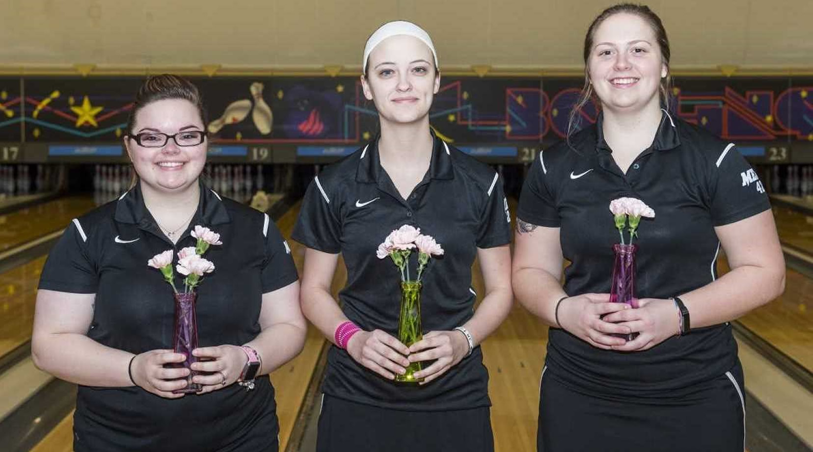 DSU bowling seniors (L-R): Chelsey Merklinger, Brianna Kauffman, Elizabeth Burkholder