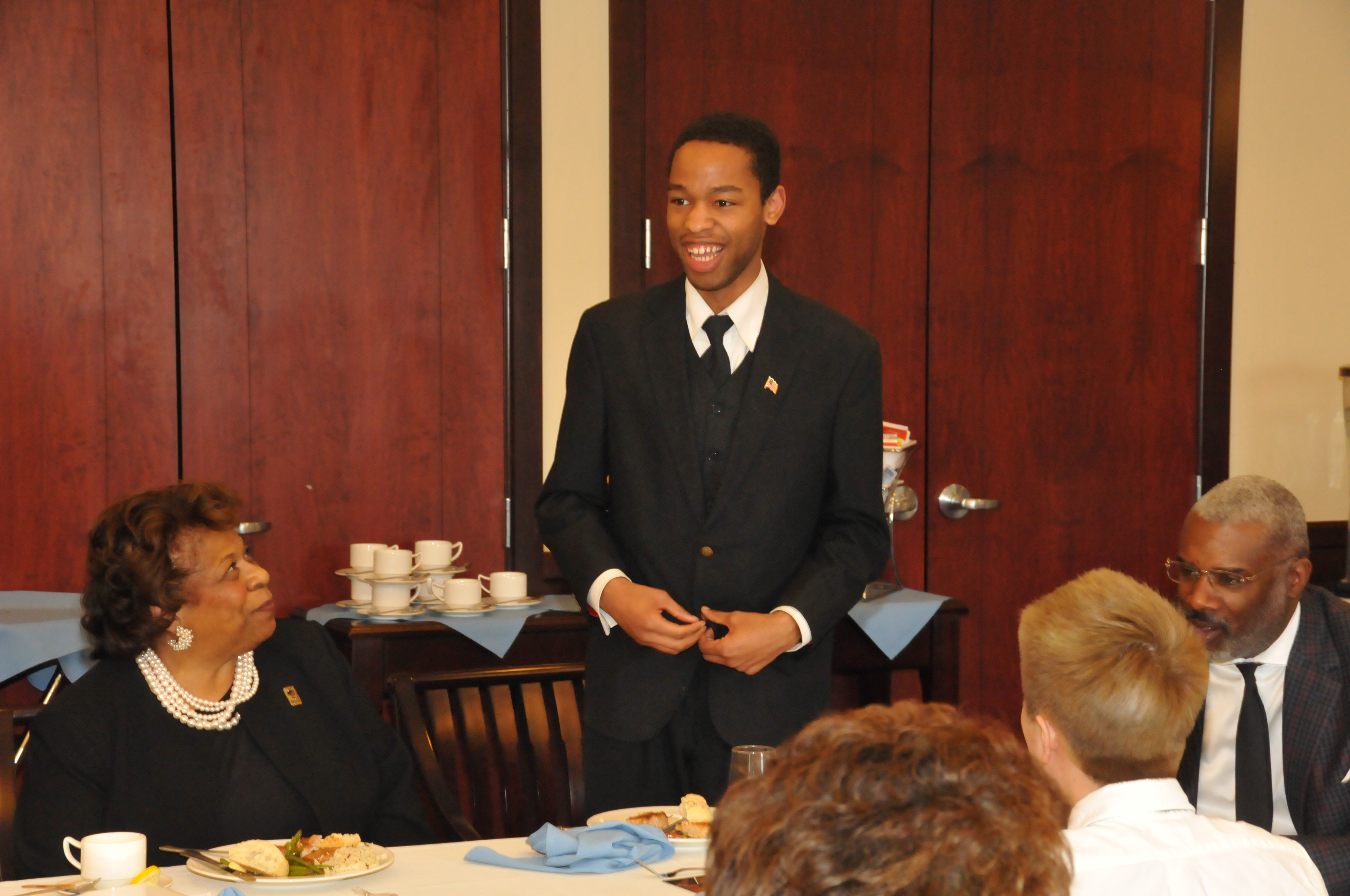 Joshua Patterson, a senior biological sciences major and a recipient of the Board of Trustees Scholarship, expresses his appreciation to the board for their the financial support.