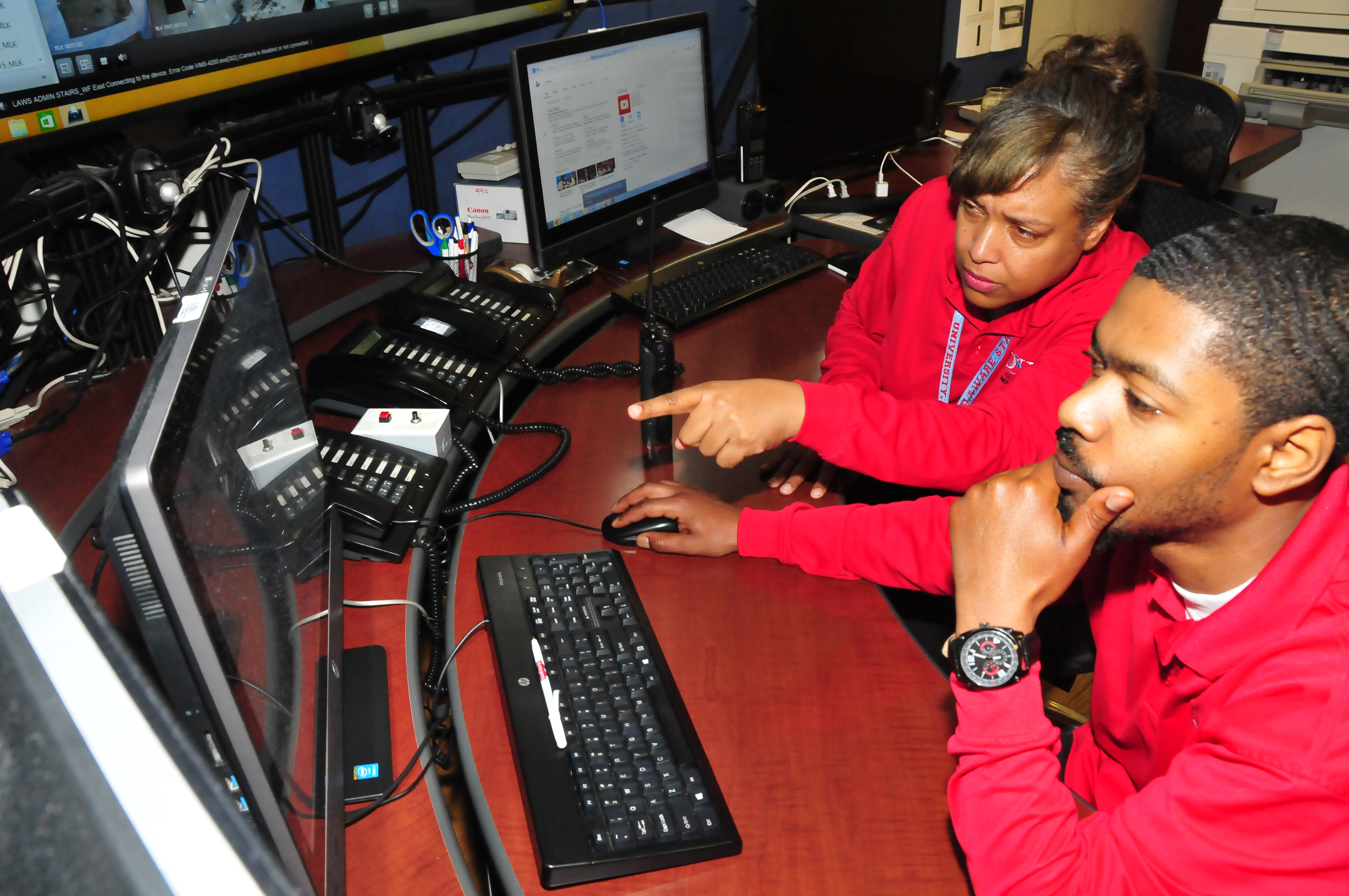 DSU Police dispatchers Kimberley Wood and James Paige Jr. were among the dispatchers who were tested during the April 11 active shooter exercise on campus.